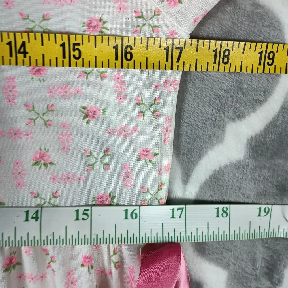 Jeri Morton Lingerie Nightgown Women Medium Pink Floral Long Sleeve Vintage 60s - Picture 7 of 14